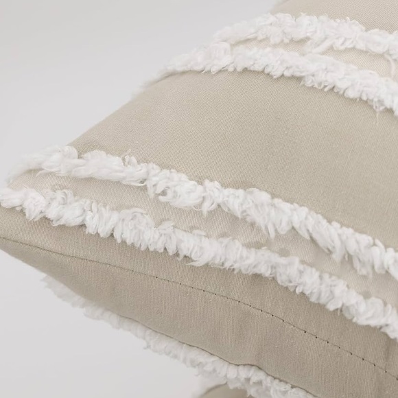 Tan and White Pillow Cover - Picture 2 of 4